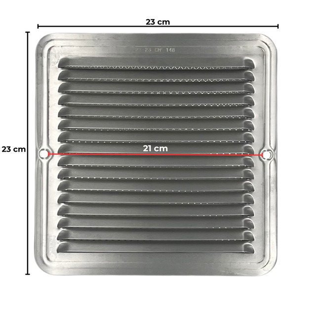 Griglie aerazione rettangolari e quadrate (alluminio, rame, plastica)