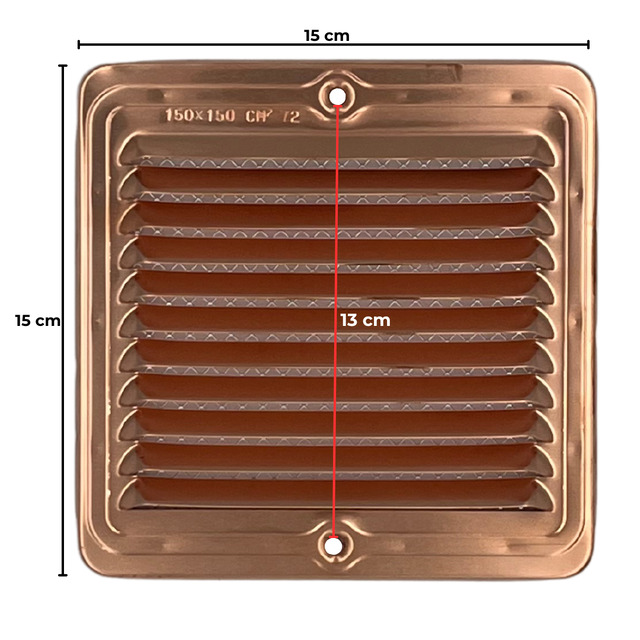 Griglie aerazione rettangolari e quadrate (alluminio, rame, plastica)