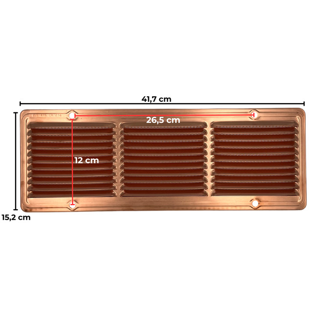 Griglie aerazione rettangolari e quadrate (alluminio, rame, plastica)